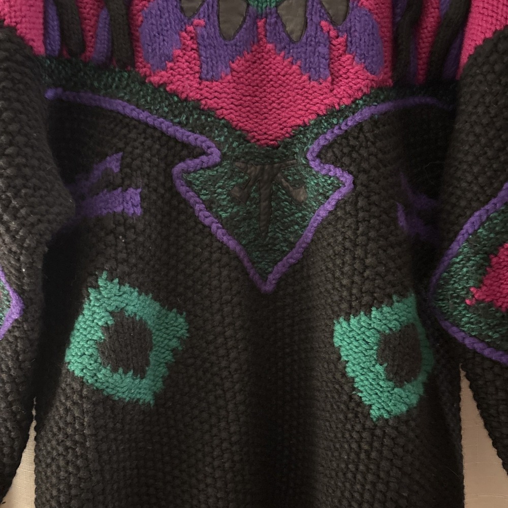Vtg Nordstrom 100% Wool Hand Knit Sweater Womens L Chunky New Wave Ski 80s SW - Picture 5 of 11